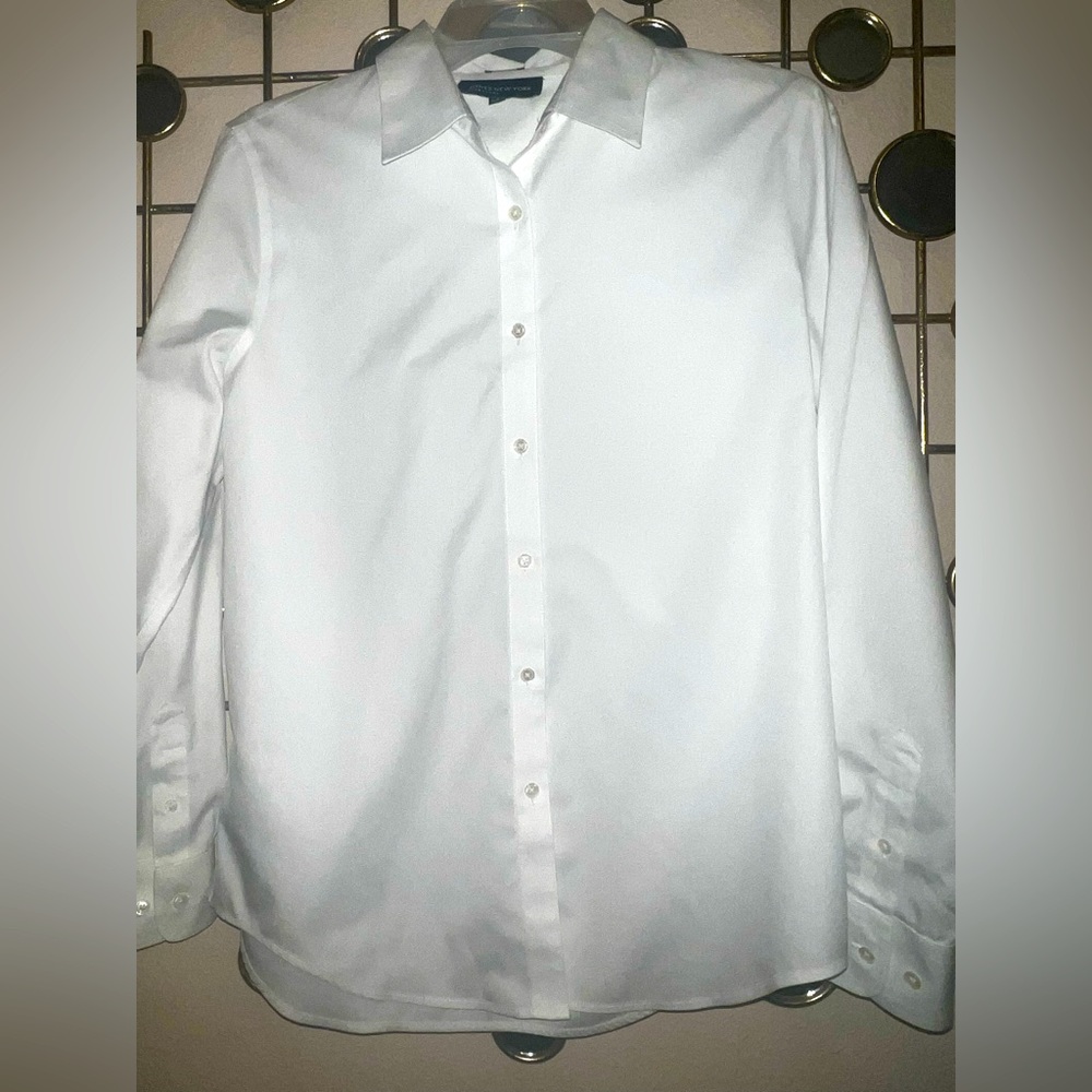 Jones New York non-iron long white button down shirt